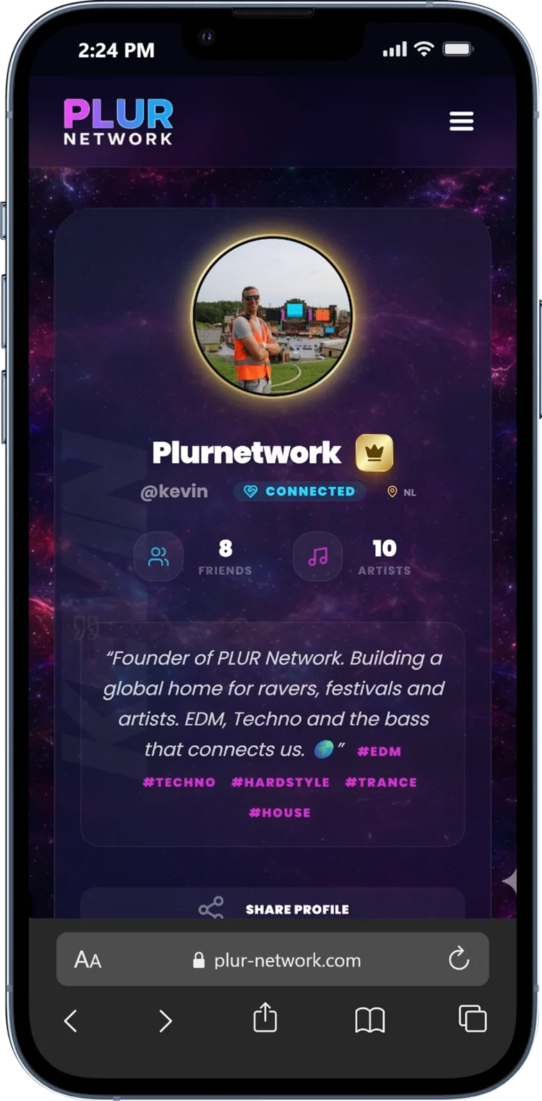 Create your PLUR Network profile